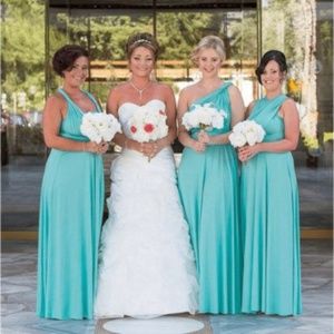 Convertible maxi full length Tiffany blue bridesmaid dress